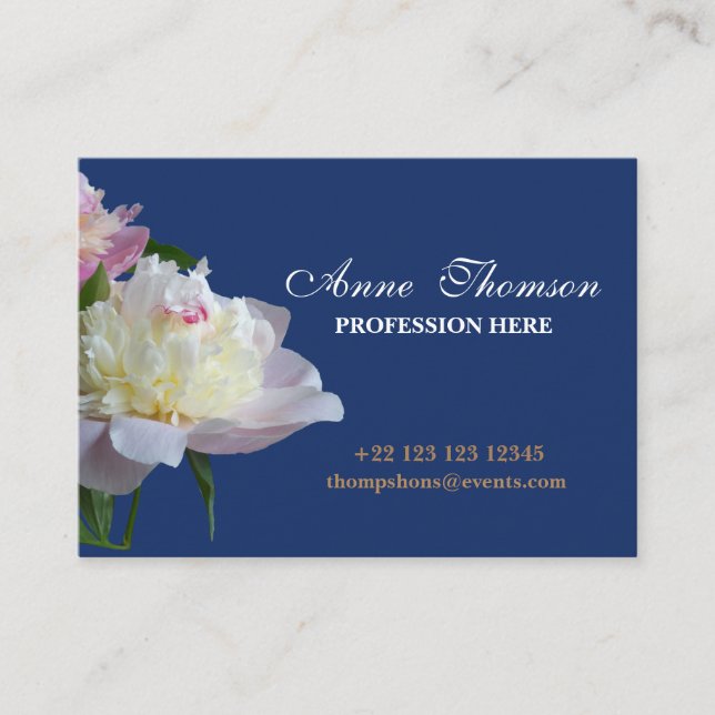 Peonies Floral Professional Bussines Card (Front)