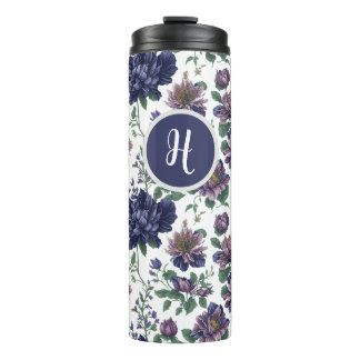 Peonies floral Thermal Tumbler with monogram