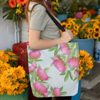 Peonies Floral Tote Bag