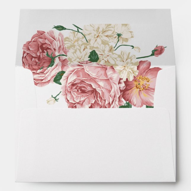 Peonies florales et Roses 5x7 Enveloppe d'invitati (Dos (Bas))