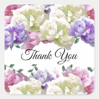 Peonies Garden Floral Thank You Round Sticker