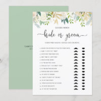 Peonies Gold Glitter Bride or Groom Shower Game