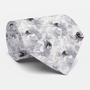 Peonies, grey and white, floral, white flowers tie