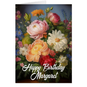 Peonies Happy Birthday Greeting Card