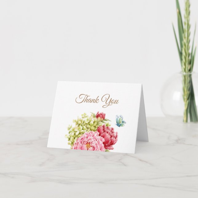 Peonies Hydrangea Carte de remerciements Blank (Devant)