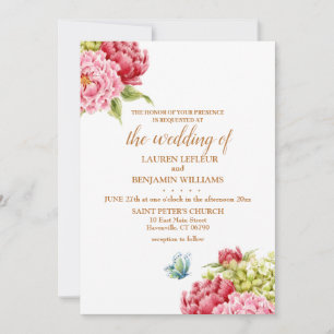 Peonies Hydrangea Élégante invitation de mariage