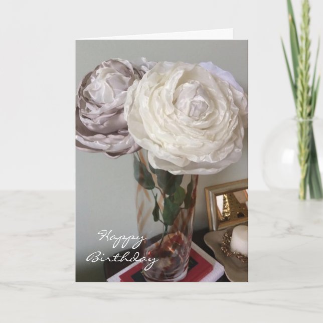 Peonies in a Vase Birthday Card (Front)