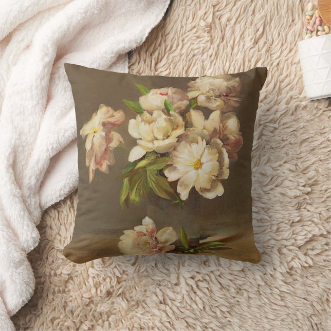 Peonies in a Vase, Charles Ethan Porter  Throw Pillow (Blanket)