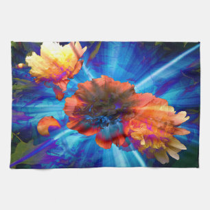 Peonies in Blue Light Kitchen Towel