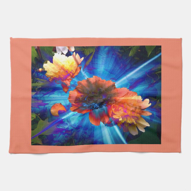 Peonies in Blue Light Kitchen Towel (Horizontal)