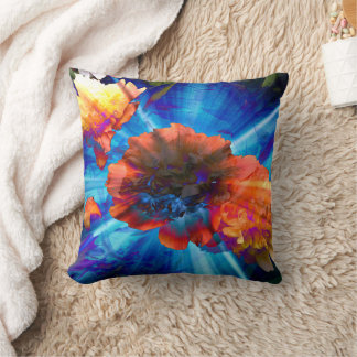 Peonies in Blue Light Throw Pillow