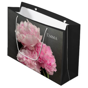 Peonies in pink shades large gift bag