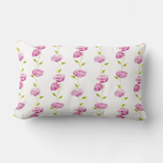 Peonies in the Orangery Lumbar Pillow (Front)