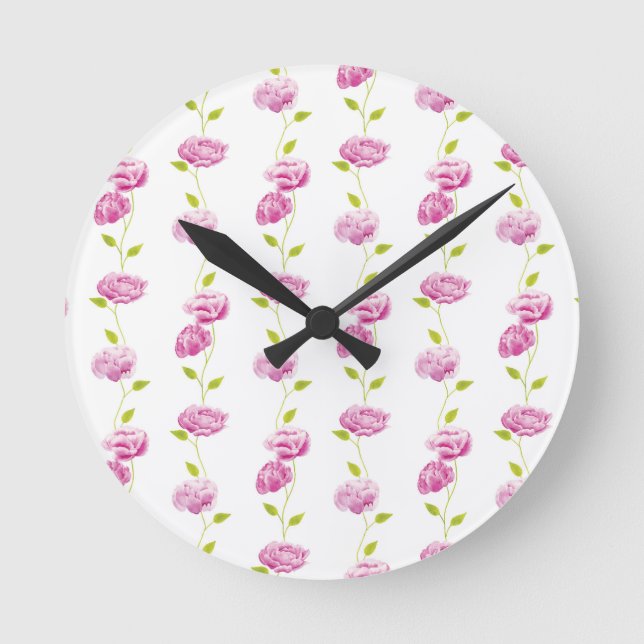 Peonies in the Orangery Round Clock (Front)