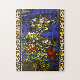 Peonies in the wind stained glass jigsaw puzzle