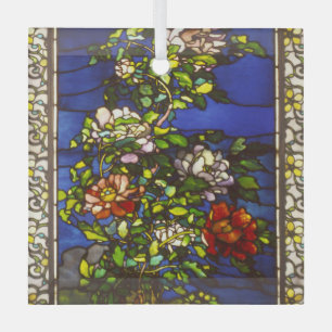 Peonies in the wind stained glass ornament