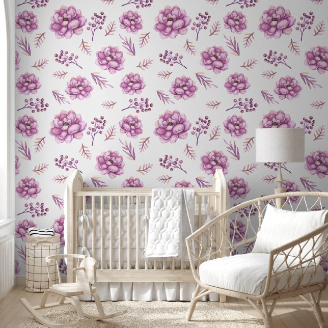 Peonies leaf country garden seamless pattern wallpaper (Kids)