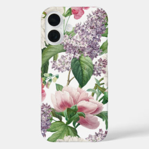 Peonies & Lilacs Flower Garden Watercolor Pattern iPhone 16 Case