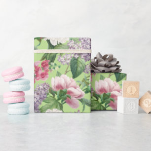 Peonies & Lilacs Flower Garden Watercolor Pattern Wrapping Paper