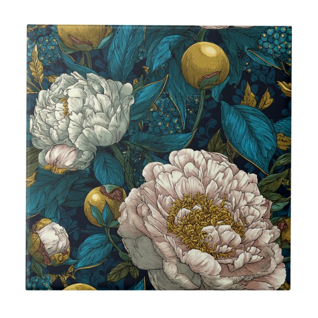 Peonies Modernes Carreaux En Céramique Pour Planch (Devant)