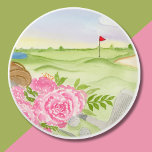Peonies On Golf Course Ceramic Knob<br><div class="desc">Tee off in style with this elegant watercolor knob. Featuring a hand-painted golf course and a golf bag overflowing with soft pink peonies and classic clubs, this design perfectly blends femininity and fairway fun.</div>