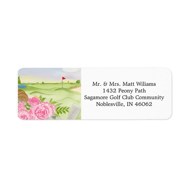 Peonies On Golf Course Return Address (Front)