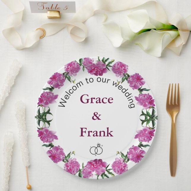 Peonies. Paper Plate (Wedding)
