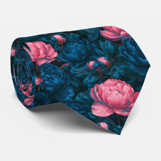 Peonies Pattern Husband Fall Wedding Tie