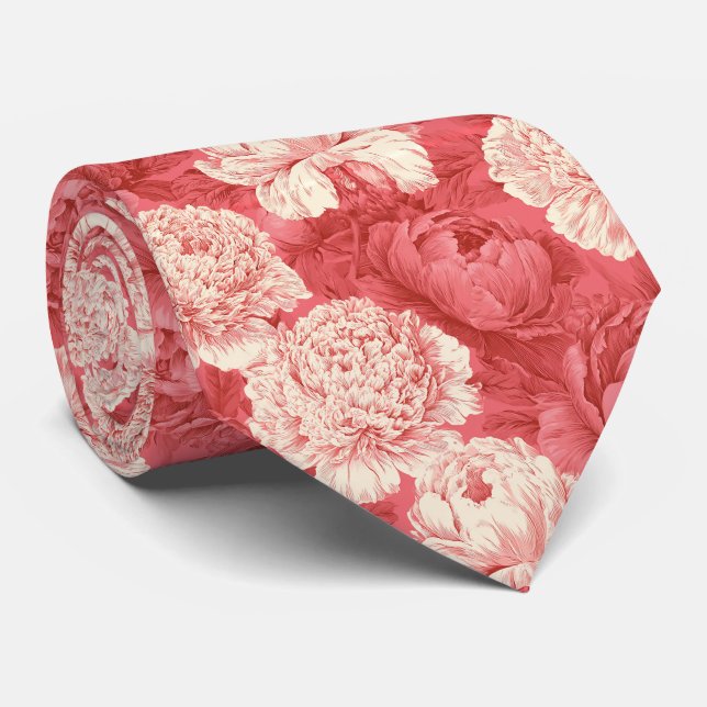 Peonies Pattern Uncle Corporate Tie (Rolled)