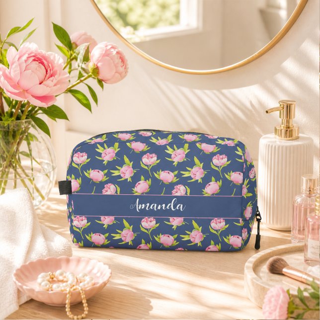 Peonies Pattern with Custom Name  Dopp Kit (Peonies Pattern with Custom Name Dopp Kit)