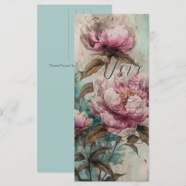 Peonies peintes - Carte de voeux, Carte postale (Devant / Derrière)
