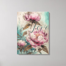 Peonies peintes - Toile enveloppée