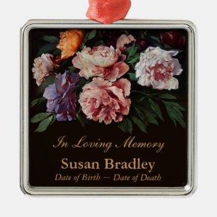 Peonies Personalized Memorial Funeral Ornament