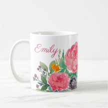 Peonies Personalized Mug