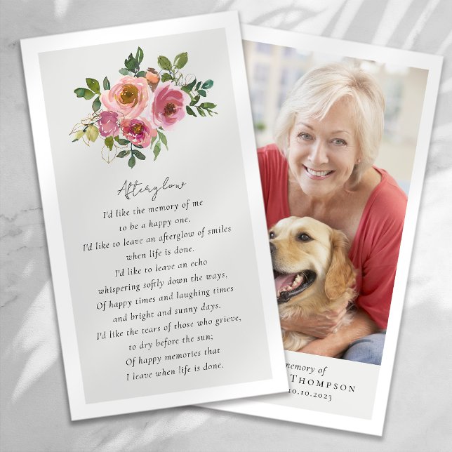 Peonies Photo Memorial Funeral Prayer Card (Creator Uploaded)