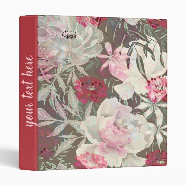 Peonies pink rose flowers flower garden bouquet binder (Front/Spine)