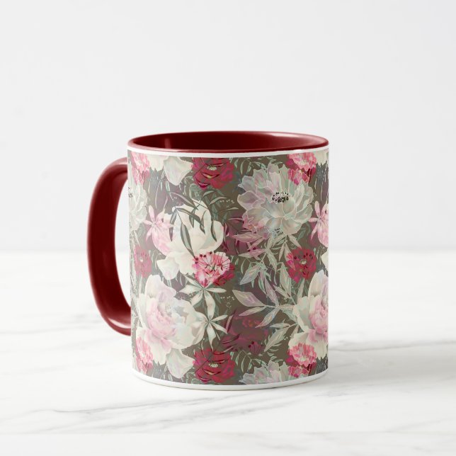 Peonies pink rose flowers flower garden bouquet  mug (Front Left)