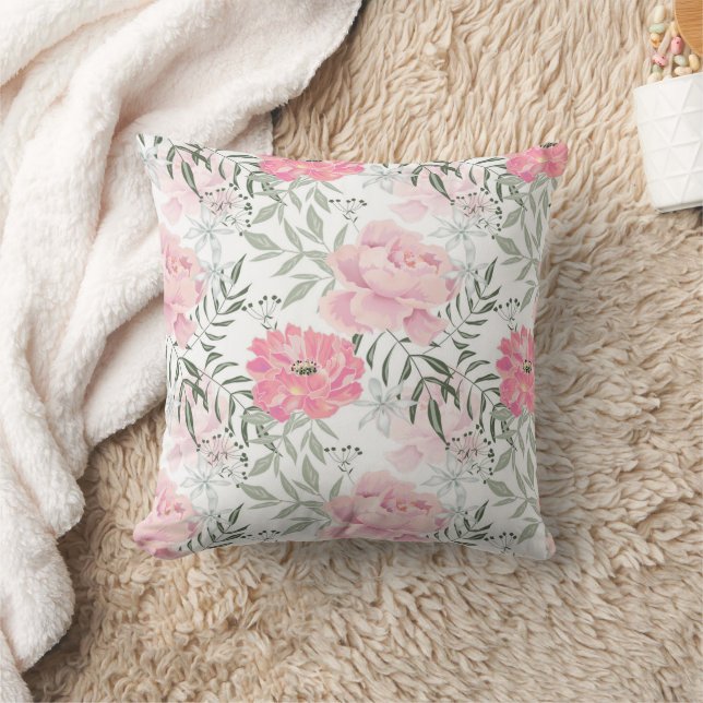Peonies pink rose flowers flower garden bouquet throw pillow (Blanket)