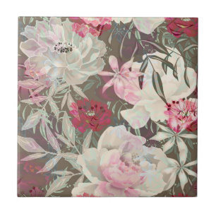 Peonies pink rose flowers flower garden bouquet tile