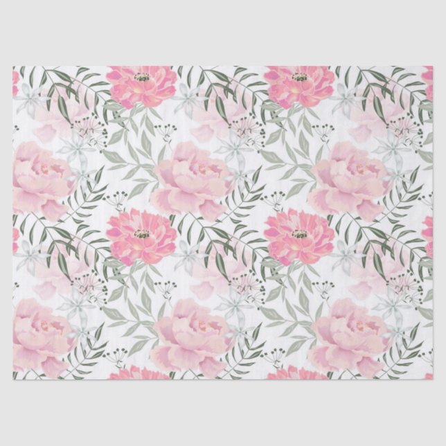 Peonies pink rose flowers flower garden bouquet tissue paper (Front)