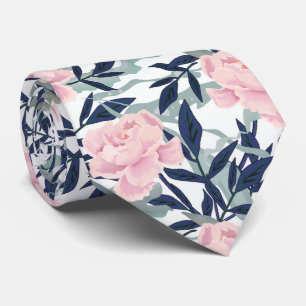 Peonies pink rose flowers flower personalized tie