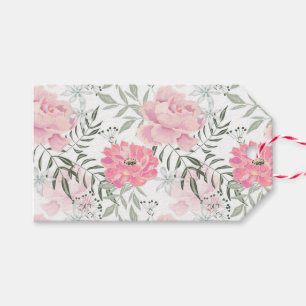 Peonies pink rose flowers gift tags