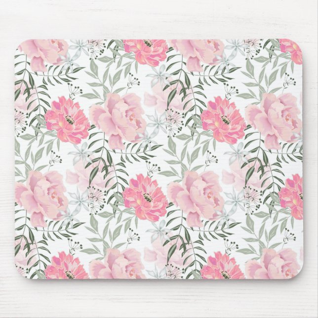 Peonies pink rose flowers  mouse pad (Front)