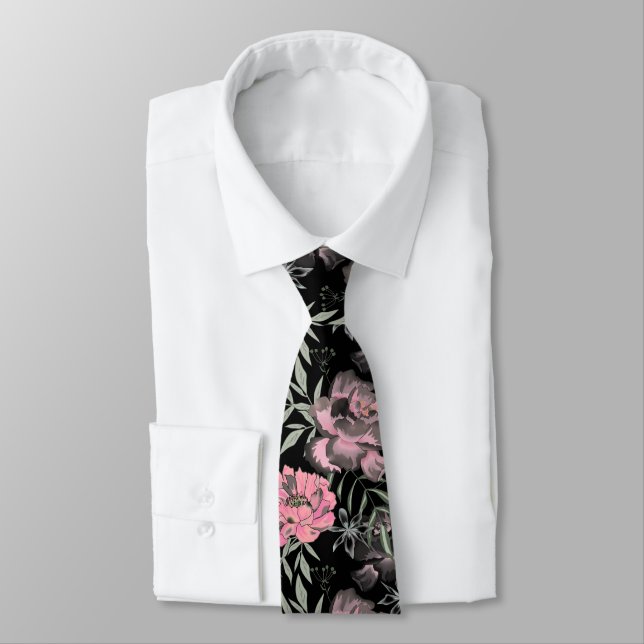 Peonies pink rose flowers  tie (Tied)
