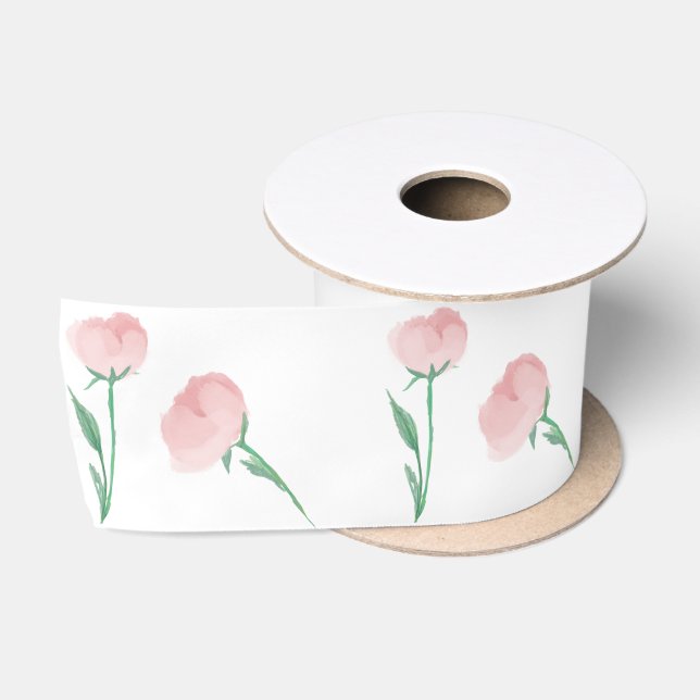 Peonies Please Pretty Preppy Pink Satin Ribbon (Spool)