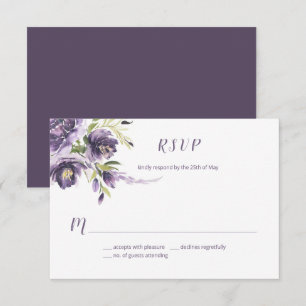 Peonies pourpres, Mariage Lilac Carte RSVP