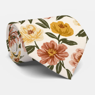 Peonies Print Businessman Graduation Tie