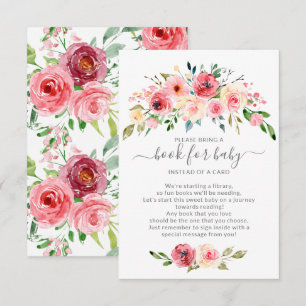 Peonies Rose Floral Baby Shower Book for Baby Enclosure Card