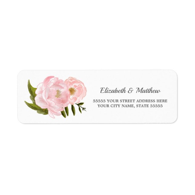 Peonies roses blanches Mariage Retourner l'adresse (Devant)