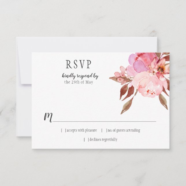 Peonies roses douces modernes Verdure RSVP | (Devant)
